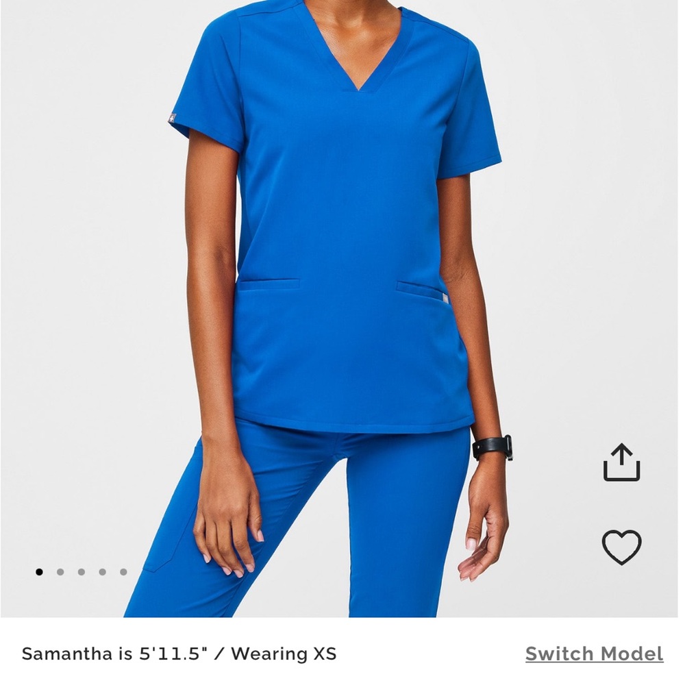 Figs royal blue casma scrub top.
